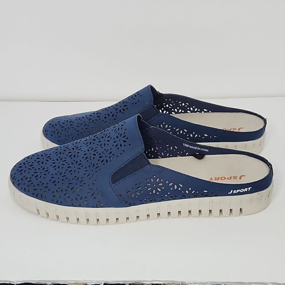 J- sport slip-on floral laser cut out mule shoes - Picture 3 of 8